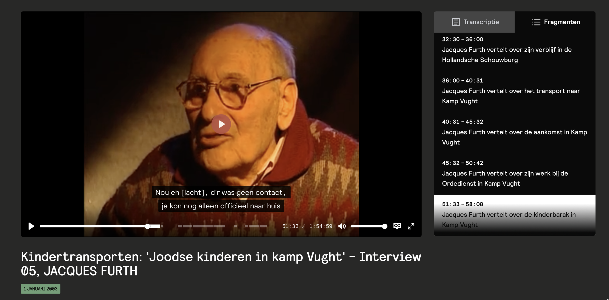 Kindertransporten: 'Joodse kinderen in kamp Vught' - Interview 05, JACQUES FURTH